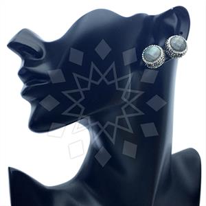 925 Sterling Silver Gem and Crystals Stud Earrings