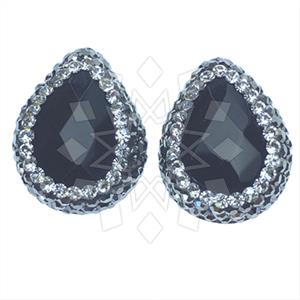 925 Sterling Silver Gem and Crystals Stud Earrings