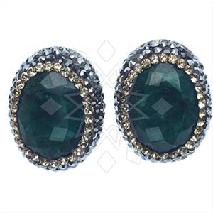 925 Sterling Silver Gem and Crystals Stud Earrings