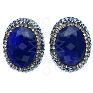 925 Sterling Silver Gem and Crystals Stud Earrings