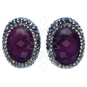 925 Sterling Silver Gem and Crystals Stud Earrings