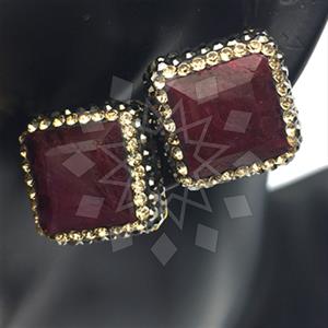 925 Sterling Silver Gem and Crystals Stud Earrings