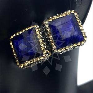 925 Sterling Silver Gem and Crystals Stud Earrings