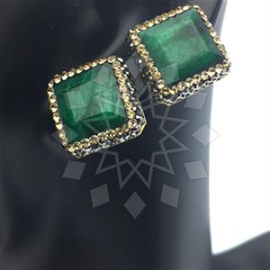 925 Sterling Silver Gem and Crystals Stud Earrings