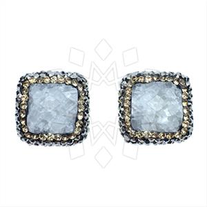 925 Sterling Silver Gem and Crystals Stud Earrings
