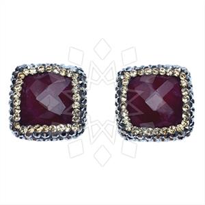 925 Sterling Silver Gem and Crystals Stud Earrings