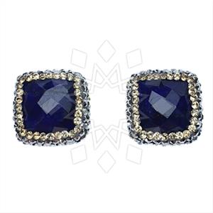 925 Sterling Silver Gem and Crystals Stud Earrings