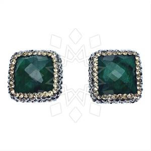 925 Sterling Silver Gem and Crystals Stud Earrings