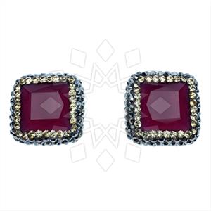 925 Sterling Silver Gem and Crystals Stud Earrings