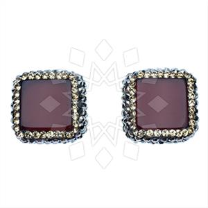 925 Sterling Silver Gem and Crystals Stud Earrings
