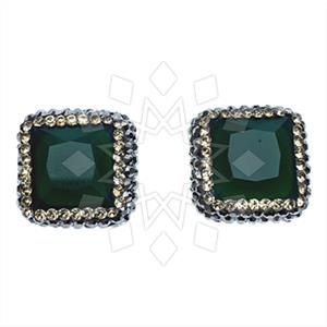 925 Sterling Silver Gem and Crystals Stud Earrings