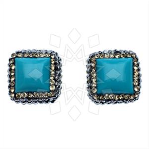 925 Sterling Silver Gem and Crystals Stud Earrings