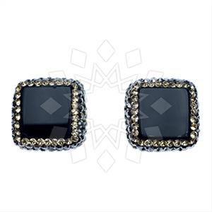 925 Sterling Silver Gem and Crystals Stud Earrings