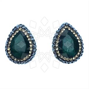 925 Sterling Silver Gem and Crystals Stud Earrings
