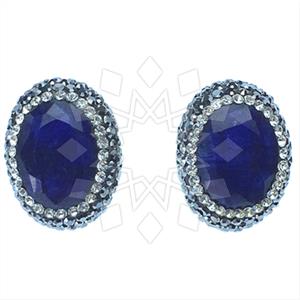 925 Sterling Silver Gem and Crystals Stud Earrings