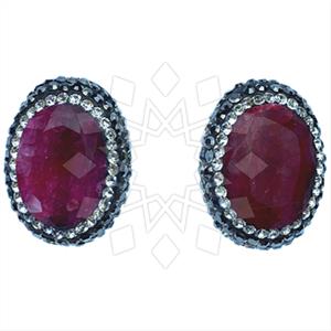 925 Sterling Silver Gem and Crystals Stud Earrings