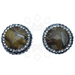 925 Sterling Silver Gem and Crystals Stud Earrings