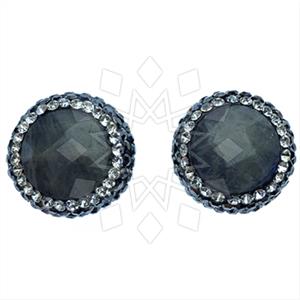 925 Sterling Silver Gem and Crystals Stud Earrings