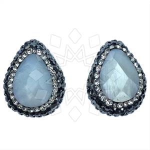 925 Sterling Silver Gem and Crystals Stud Earrings