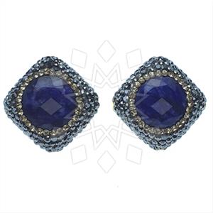 925 Sterling Silver Gem and Crystals Stud Earrings