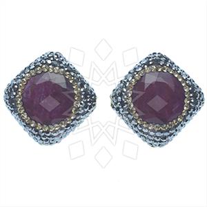 925 Sterling Silver Gem and Crystals Stud Earrings