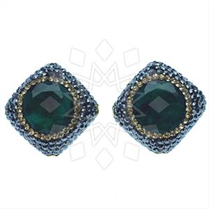 925 Sterling Silver Gem and Crystals Stud Earrings