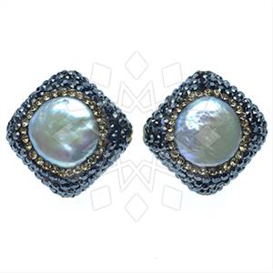 925 Sterling Silver Gem and Crystals Stud Earrings