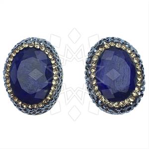 925 Sterling Silver Gem and Crystals Stud Earrings