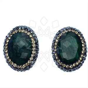 925 Sterling Silver Gem and Crystals Stud Earrings