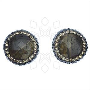 925 Sterling Silver Gem and Crystals Stud Earrings