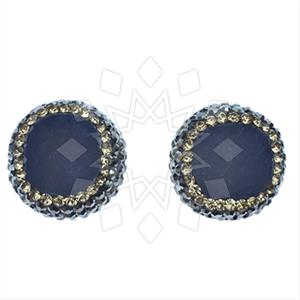 925 Sterling Silver Gem and Crystals Stud Earrings