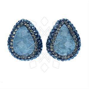 925 Sterling Silver Gem and Crystals Stud Earrings