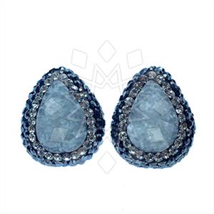 925 Sterling Silver Gem and Crystals Stud Earrings