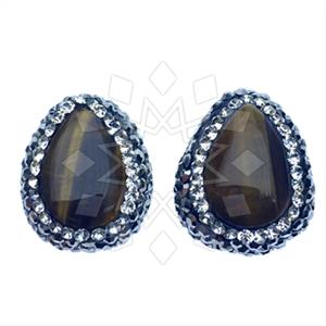 925 Sterling Silver Gem and Crystals Stud Earrings