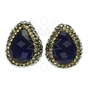 925 Sterling Silver Gem and Crystals Stud Earrings