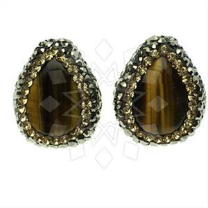 925 Sterling Silver Gem and Crystals Stud Earrings