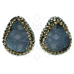 925 Sterling Silver Gem and Crystals Stud Earrings