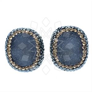 925 Sterling Silver Gem and Crystals Stud Earrings
