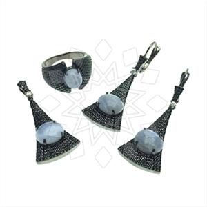 925 Sterling Silver Zirconia Statement  Ring Earring Pendant Sets