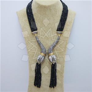 Fashion Gem and Crystals Tassel Necklace