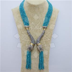 Fashion Gem and Crystals Tassel Necklace