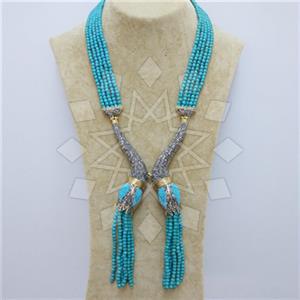 Fashion Gem and Crystals Tassel Necklace