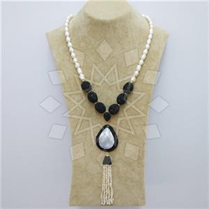 Fashion Gem and Crystals Tassel Necklace