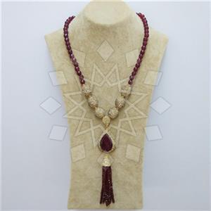 Fashion Gem and Crystals Tassel Necklace