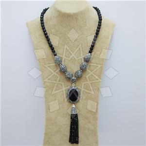 Fashion Gem and Crystals Tassel Necklace