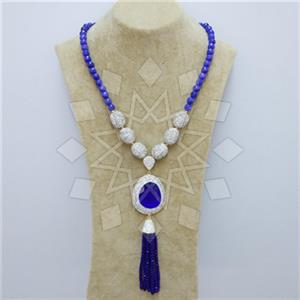 Fashion Gem and Crystals Tassel Necklace