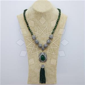 Fashion Gem and Crystals Tassel Necklace