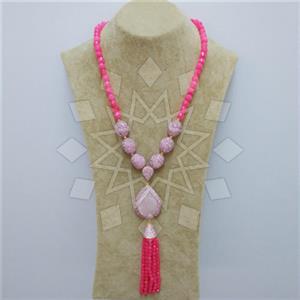 Fashion Gem and Crystals Tassel Necklace