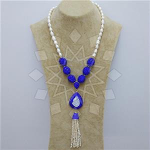 Fashion Gem and Crystals Tassel Necklace