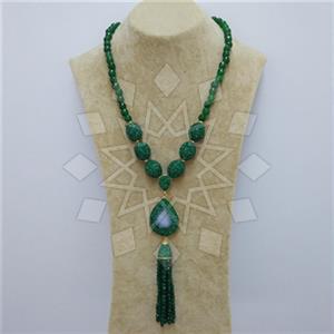 Fashion Gem and Crystals Tassel Necklace